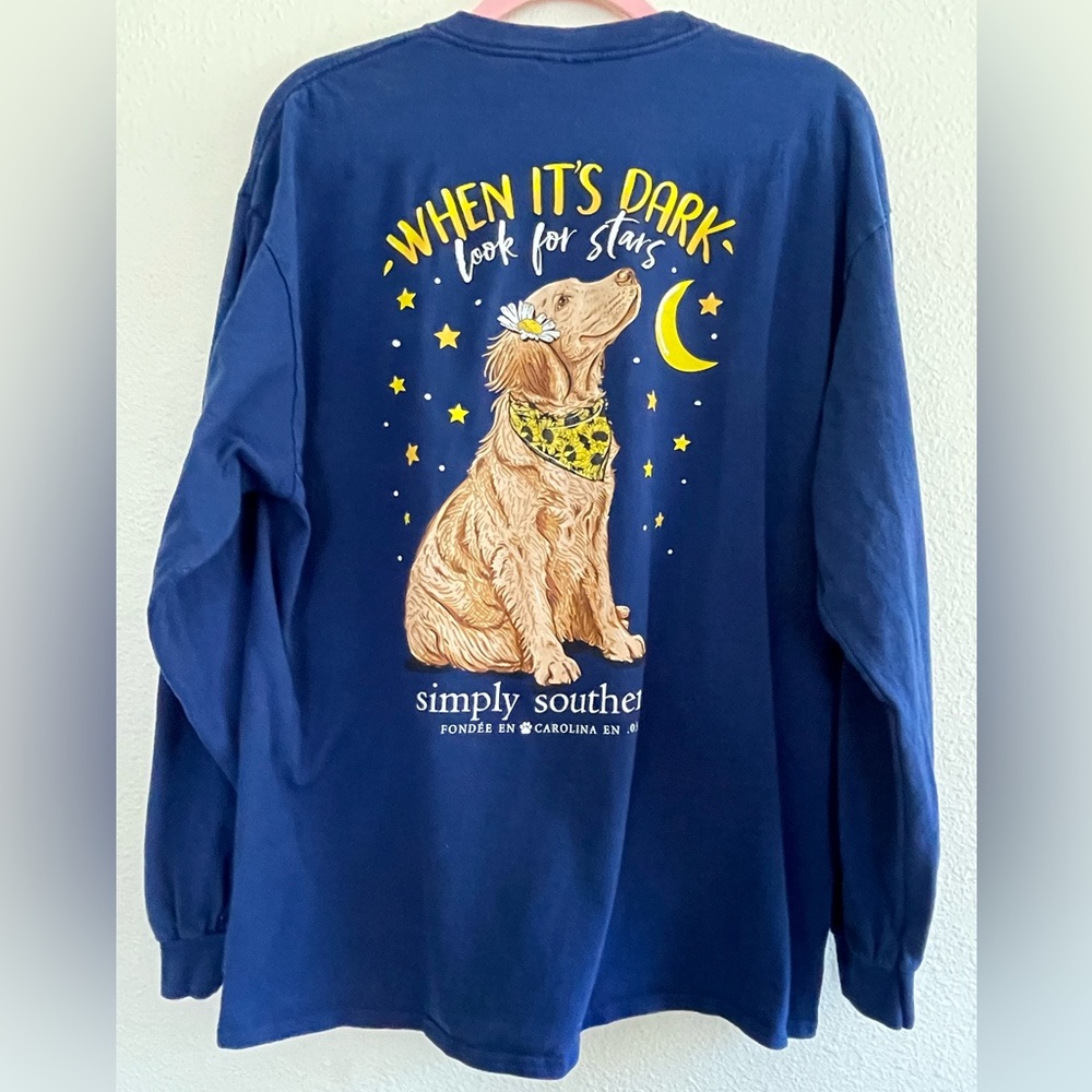 SOLD imply Southern Navy Dog Star Sweatshirt When It’s Dark Look For Stars XL - Picture 1 of 6